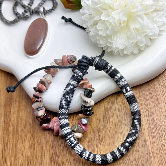 Peach Moonstone Pendant Moonstone Necklace Pure Sterling Silver 925 Set Lot - Picture 6 of 11